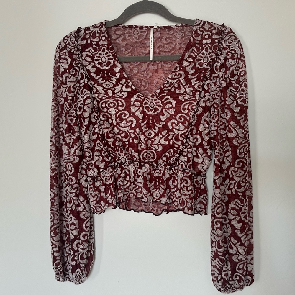 By Anthropologie Jacquard Peasant Blouse